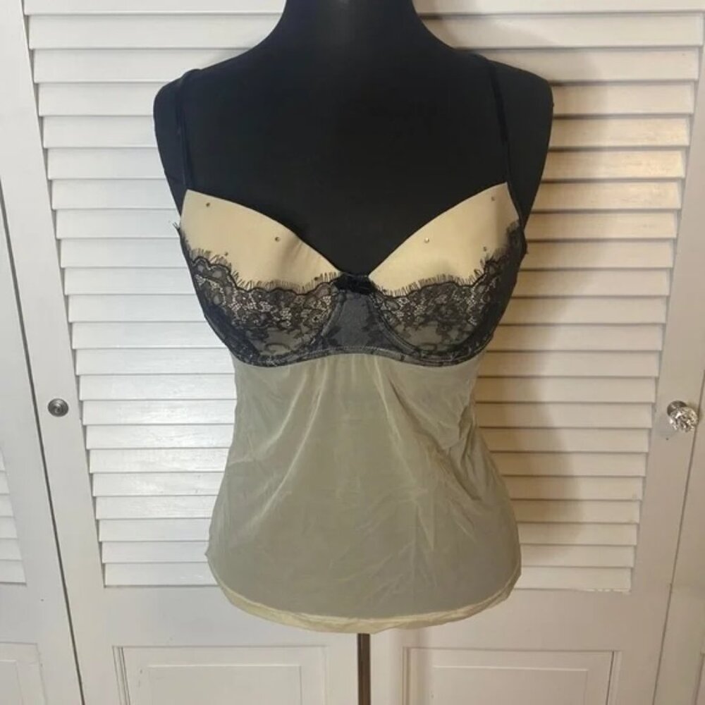 Daisy Fuentes Cream and Black Lace Sexy Lingerie | 38C